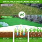 Seeutek 18 Inch Rolling Lawn Aerator 46in Handle,Manual Aerator Lawn Tool