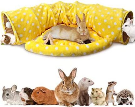 2-in-1 Collapsible Rabbit Tunnel Tubes Toys with Removable Mat