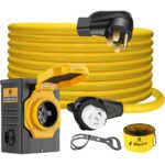 LAZMUMI 50 Amp 50FT Generator Power Cord and Power Inlet Box Waterproof Combo Kit