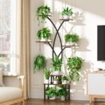 LATIBELL Tall Plant Stand Indoor with Grow Light - 7 Tiered Metal Plant Shelf Indoor