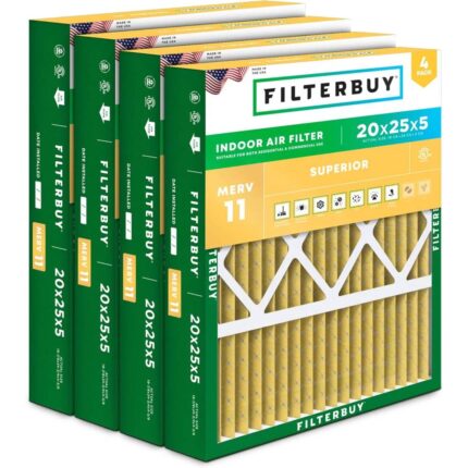 Filterbuy 20x25x5 Air Filter MERV 11 Allergen Defense (4-Pack)