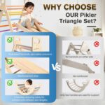 Pikler Triangle Set 7in1 Foldable Baby Climbing Toys Wooden Montessori Climbing Set with Arch&Ramp&Ladder Baby Climber Indoor Jungle Gyms for Toddlers Montessori Toys - Rainbow