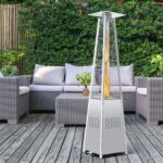 42000 BTUSteel Material Pyramid Glass Tube Flame Outdoor Heater with Long Strips of Flame with Aluminum Top Reflector Shield Heating Up to 115 Square feet