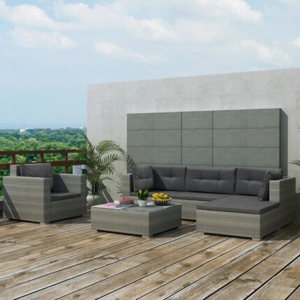 5 Seater Rattan Garden Lounge Set With Cushions