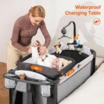 ELEMARA 4 in 1 Wide Baby Bassinet Bedside with Diaper Changer