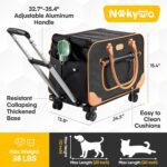 Nakyma Large Cat Carrier with Wheels,Rolling Cat Carrier