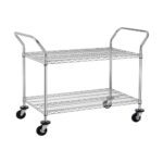 Finnhomy 2-Tier Commercial Grade Rolling Cart with Wheels and Handles