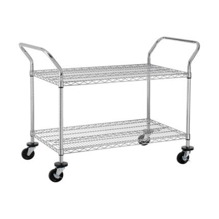 Finnhomy 2-Tier Commercial Grade Rolling Cart with Wheels and Handles