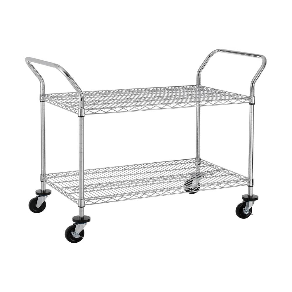 Finnhomy 2-Tier Commercial Grade Rolling Cart with Wheels and Handles Finnhomy 2-Tier Commercial Grade Rolling Cart with Wheels and Handles