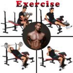OPPSDECOR 6 in 1 Weight Bench Set with Squat Rack