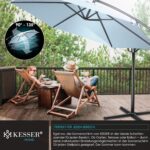 KESSER? Aluminium Cantilever Parasol + Cover Diameter 350 cm and Crank Device Crank Umbrella with Stand UV Protection Aluminium Water-Repellent Canopy 360?? Function Garden Umbrella Market Umbrella