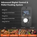 Portable Wood Pellet Grill and Smoker,Electric Outdoor 8 in 1 Tabletop Grills for RV Camping Tailgating RV Cooking BBQ,Intelligent Temperature Control and Superheated Steam Technology