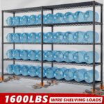 REIBII 69" W Storage Shelves Heavy Duty Load 1600LB,Garage Shelving 5-Tier Wire Shelving
