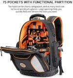 LOKASS Tool Bag Backpack,Large,Black and Orange