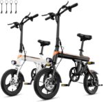 Jasion EB3 Electric Bike Adults 21mph,500W Peak Motor,270Wh Battery,Rear Suspension,3 Levels Assist,14" Folding Ebike for Adults and Teens,Complies to UL2849