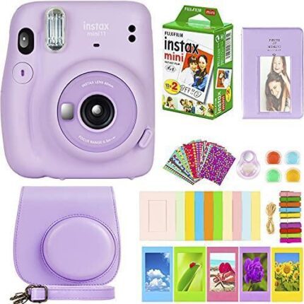 Fujifilm Instax Mini 11 Camera with Fujifilm Instant Mini Film 20 Sheets Bundle with Deals Number One Accessories Including Carrying Case,Color Filters,Photo Album,Stickers More Lilac Purple