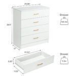 SEGMART White 4-Drawer Wood Dressers for Bedroom