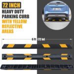 OranLite 72" inch 6' Feet Heavy Rubber Parking Curb,Installation Kits Included