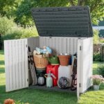 Greesum Outdoor Horizontal Resin Storage Sheds Weather Resistant Resin Tool Shed