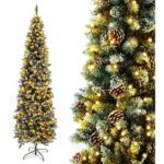 AORESAC 6.5ft Pre-Lit Pencil Christmas Tree for Home,Office,Party Decoration