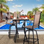 3 PCS Patio Swivel Bar Set Outdoor Furniture Bar Height Bistro Set,2 Bar Stools and 1 Table