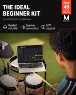 Donner DED-80 Electronic Drum Set,Electric Drum Set for Beginner with 4 Quiet Mesh Drum Pads,2 Switch Pedal,180+ Sounds,Throne,On-Ear Headphones,Sticks,and Melodics Lessons Included.