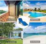 4-Fold Outdoor Folding Chaise Lounge Chair for Beach,Sunbathing,Patio,Pool,Lawn,Deck,Portable Lightweight Heavy-Duty Adjustable Camping Reclining Chair with Pillow,Blue