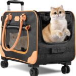 Nakyma Large Cat Carrier with Wheels,Rolling Cat Carrier