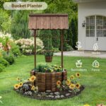 UDPATIO Wishing Wells for Yard,Large Wooden Wishing Well Planter for Outdoors