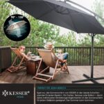 KESSER? Aluminium Cantilever Parasol + Cover Diameter 350 cm and Crank Device Crank Umbrella with Stand UV Protection Aluminium Water-Repellent Canopy 360?? Function Garden Umbrella Market Umbrella