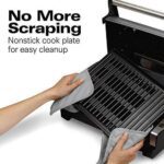 Hamilton Beach Electric Indoor Searing Grill with Viewing Window and Removable EasytoClean Nonstick Plate,6Serving,ExtraLarge Drip Tray,Stainless Steel 25361