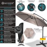 KESSER? Aluminium Cantilever Parasol + Cover Diameter 350 cm and Crank Device Crank Umbrella with Stand UV Protection Aluminium Water-Repellent Canopy 360?? Function Garden Umbrella Market Umbrella