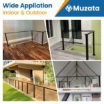 Muzata Black Rectangular Handrail Top Rail Cable Railing System Deck Stair Indoor Outdoor