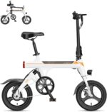 Jasion EB3 Electric Bike Adults 21mph,500W Peak Motor,270Wh Battery,Rear Suspension,3 Levels Assist,14" Folding Ebike for Adults and Teens,Complies to UL2849