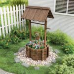 UDPATIO Wishing Wells for Yard,Large Wooden Wishing Well Planter for Outdoors