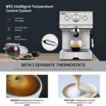 GEVI Silver Stainless Steel 15 Bar Espresso Machine 2 Shot Pump Cappuccino Maker