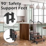 Hot tub Steps with handrails 550 LB Load Capacity above Ground Stairs Pool Steps Three Steps hot tub Steps with Railing RV Steps with Handrails Outdoor Spa Bathtub Step Ladder with Handrails