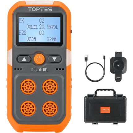 TOPTES 4 Gas Monitor Multi Gas Detector with Vibration,Visual and Audible Alarms