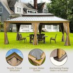 Outdoor Hardtop Gazebo 2021 New ?C Galvanized Steel Double Roof,Patio Gazebo Canopy with Privacy Curtains and Netting,WoodLooking Finish Aluminum Frame Cavus 12'X20?? by domi outdoor living