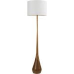 Globe Floor Lamp,2-Tone Wood Toned Base,White Fabric Shade,Socket Rotary Switch