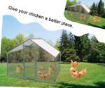 Phonjoroo Large Walk-in Metal Chicken Coop Poultry Cage Hen House Chicken House for Farm Up to 12 Chickens 10?? L x 6.6?? W x 6.6?? H w/Chicken Run Cover for Farm Home use (79.2'' H x 79.2'' W x 120'' D)