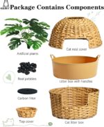 SETVSON Handwoven Rattan Cat Litter Box Enclosure with Cat Litter Box