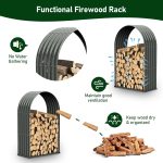 A ANLEOLIFE Galvanized Steel Firewood Storage Shed Outdoor Corrugated Metal Log Rack