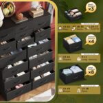 WLIVE Tall Black Dresser for Bedroom Furniture,Fabric Dressers Storage Tower