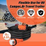 WELLUCK 50 Amp 15FT RV Power Extension Cord with Cord Organizer