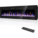 Eueiriup Recessed and Wall Mounted Fire with Remote Control