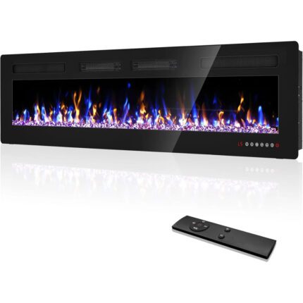 Eueiriup Recessed and Wall Mounted Fire with Remote Control