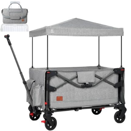 EVER ADVANCED Foldable into Bag Travel Wagon with Removable Canopy
