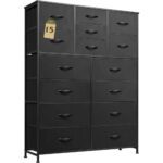 WLIVE Tall Black Dresser for Bedroom Furniture,Fabric Dressers Storage Tower