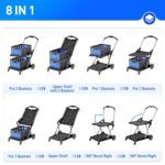 Rengue Grocery Shopping Cart with 2 Removable Baskets for Shopping,Picnic (Blue)